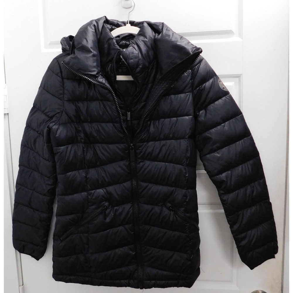 DKNY Black Premium Down Hooded Jacket sz XS‎